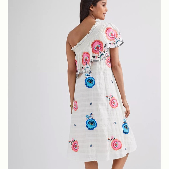 NWT Anthropologie Embroidered One-Shoulder Midi Dress Plenty by Tracy Re… - Picture 6 of 9